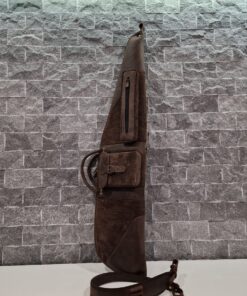 Outland Brown leather rifle case for scoped rifles with storage pockets