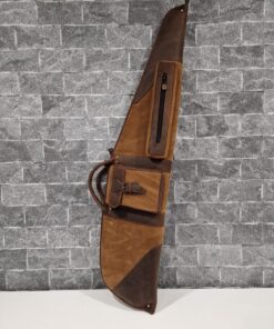 Chai Brown leather rifle case with padded interior and pockets