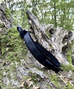 Black leather rifle strap with thumb rest and 2 ammo loops – Timber Grove